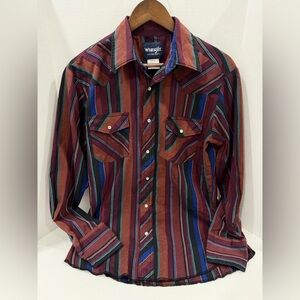 Wrangler Men’s Multi-Color Western Pearl-Snap Shirt - Size Medium